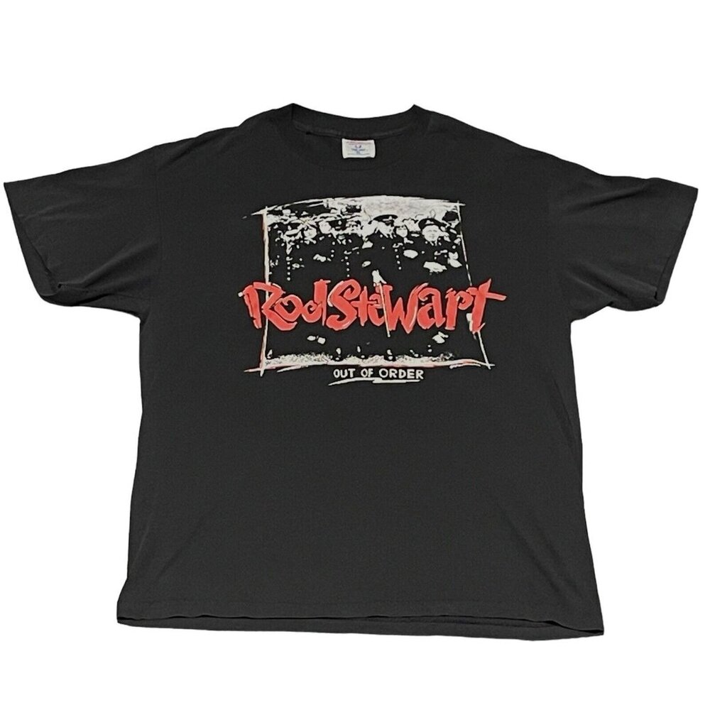 Vintage Rod Stewart 1989 Concert Shirt “Out Of Order” Tee Jays USA XL Rare.